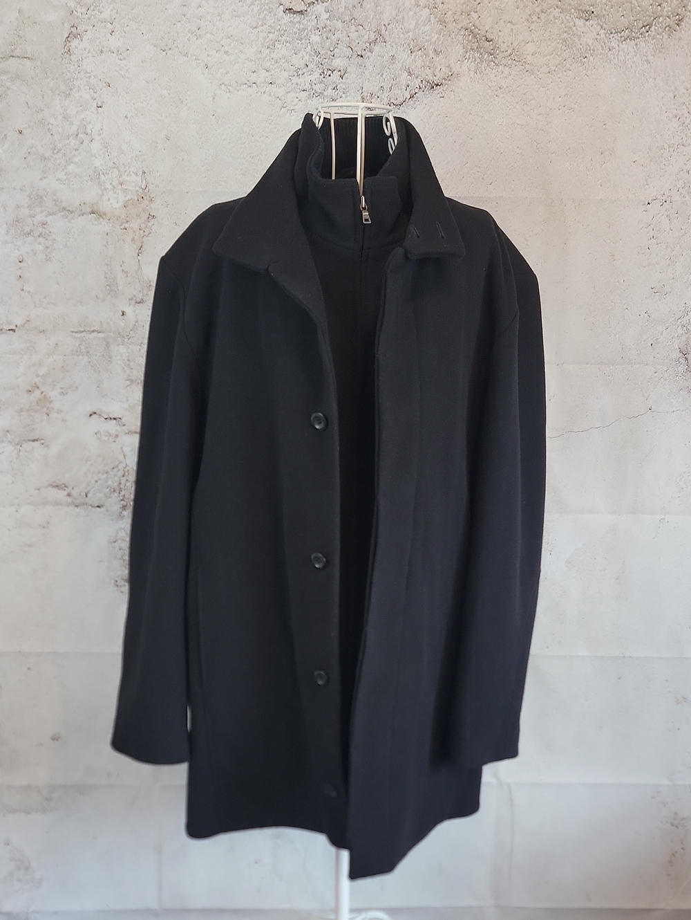 Alfani Black Men's Pea Coat with Inner Zip Layer Size M